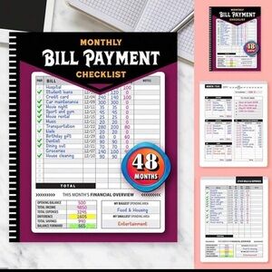 48 Month Bill Payment Checklist - Black and Purple